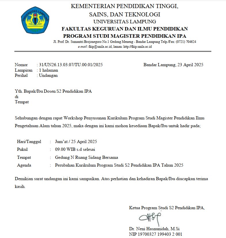 Rapat S2 IPA Kurikulum