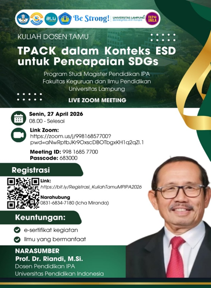 Kuliah Dosen Tamu Magister Pendidikan IPA Bahas TPACK dalam Konteks ESD untuk Mendukung Pencapaian SDGs Image 32
