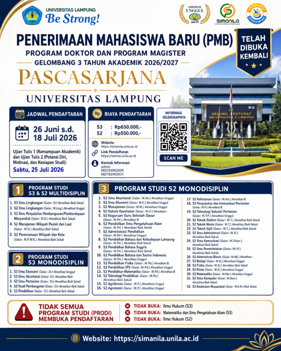 Penerimaan Mahasiswa Baru Gelombang III Tahun Akademik 2026/2027 Program Studi Magister Pendidikan IPA Universitas Lampung Image 47